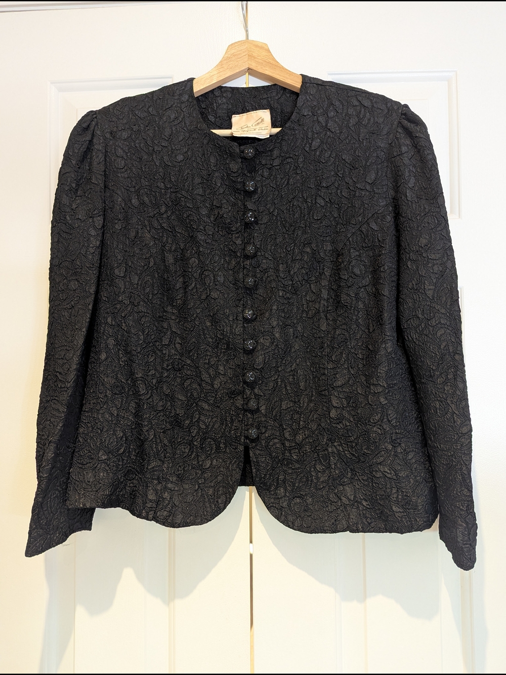 Vintage Charles Carroll Black Lace Textured Blazer Jacket Eclectic WhimsiGoth